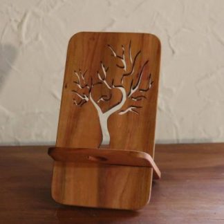 Support téléphone arbre - Atelier de bois chantourné